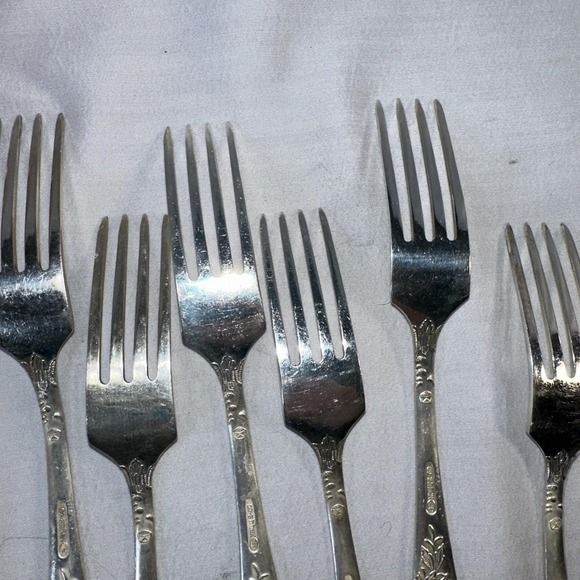 Kolchugin Vintage Silver Plated Cupronickel Melchior Forks Made in USSR Set of 6